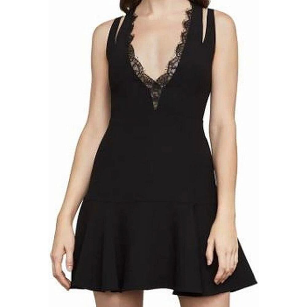 NWT BCBGMAXAZRIA Black Lace
Trim Mini Dress Alai Sleeveless Size 0